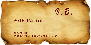 Volf Bálint névjegykártya
